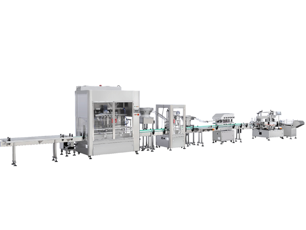 洗衣液自流式灌装自动旋盖双侧贴标线